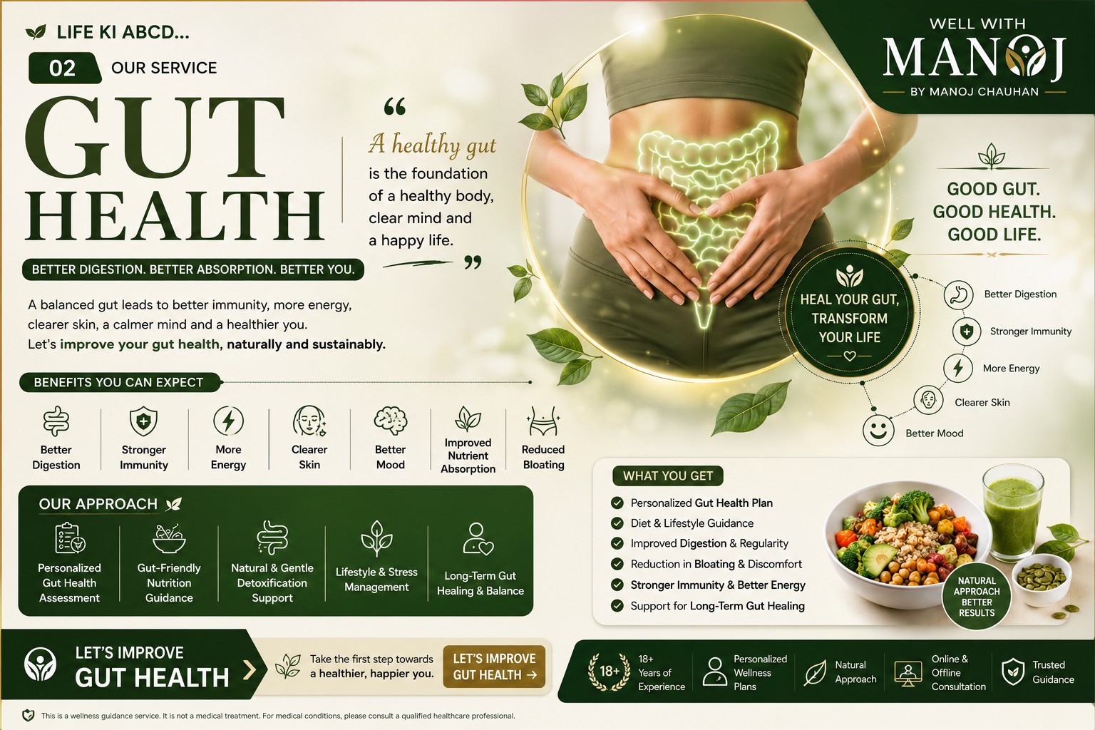 Gut Health — service overview: benefits, our approach and what you get