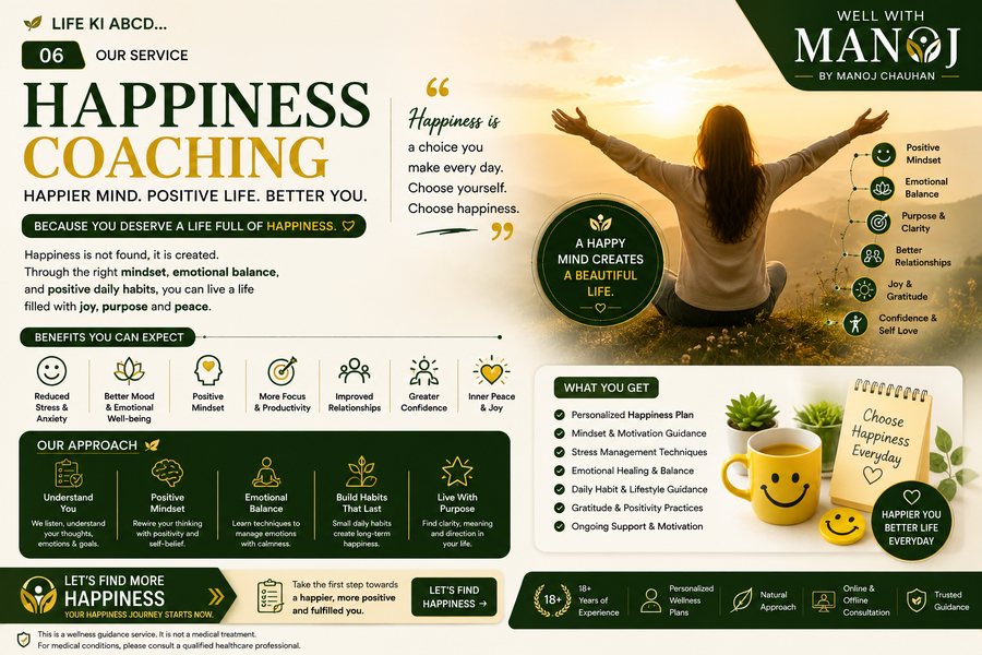 Happiness Coaching — Well With Manoj service overview